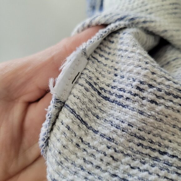 Loft Dress Women 4 Blue Short Sleeve Textured Slightly Discolored Armpits - Picture 3 of 12